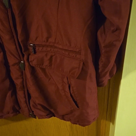 Tudor Court Warm Winter Filled Jacket Burgundy 4-pocket Snap Zip Women size M - Picture 5 of 14